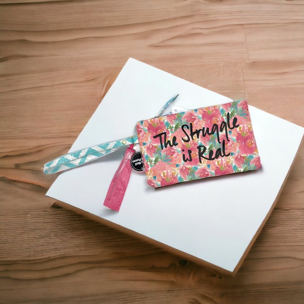 The Struggle Is Real Cloth Make-Up Jewelry Bag Wristlet